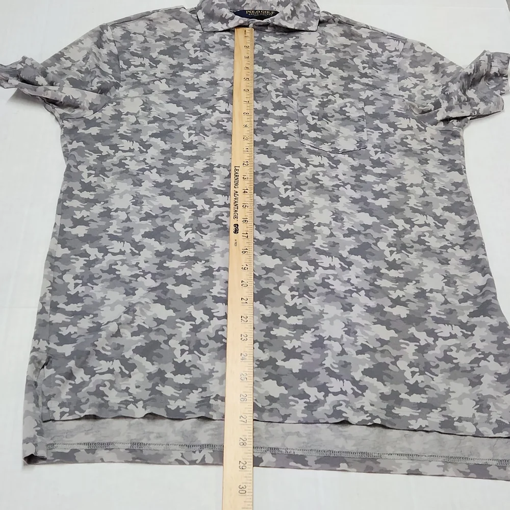 Polo Golf Ralph Lauren Polo Shirt M Gray Camo Performance Cotton Mens Medium